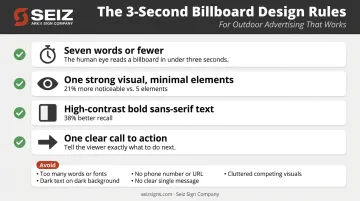 Billboard design best practices checklist seven words one visual one call to action