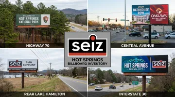 Seiz Sign Company billboard inventory showing static and digital LED displays in Hot Springs