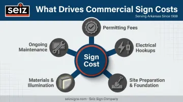 Multi-tenant sign cost factors breakdown for permitting materials and installation