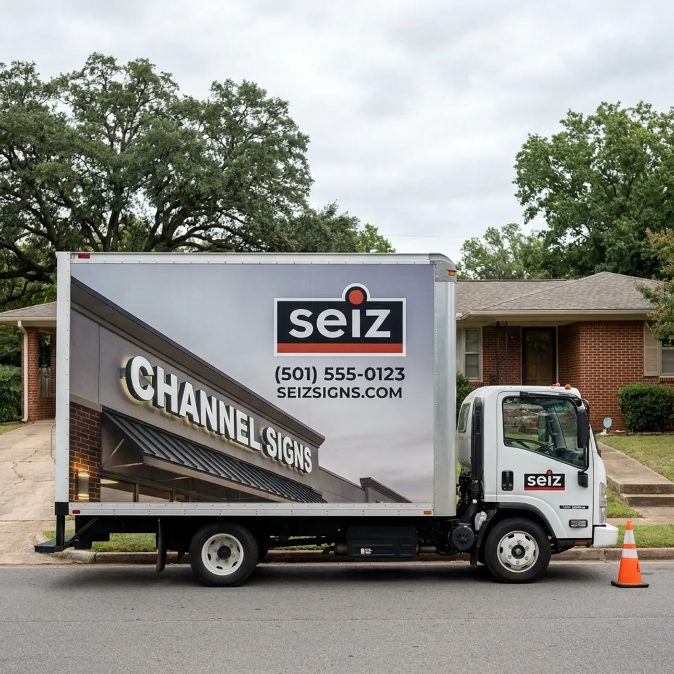 Contractor box truck with full vehicle wrap graphics