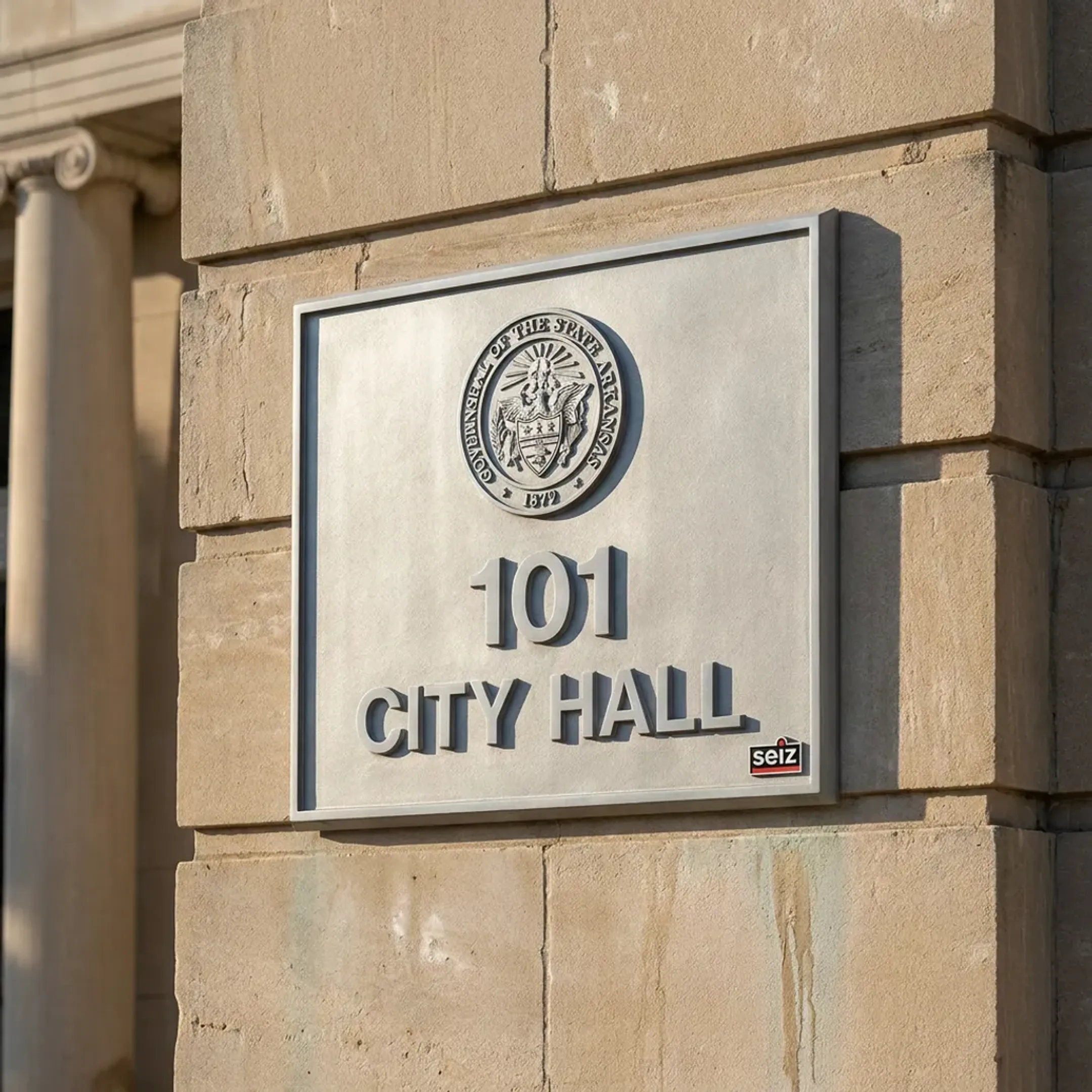 Government Building Cast Aluminum Plaque