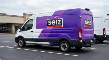 Commercial fleet vehicle purple wrap