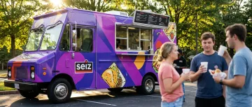 Food truck purple vinyl wrap