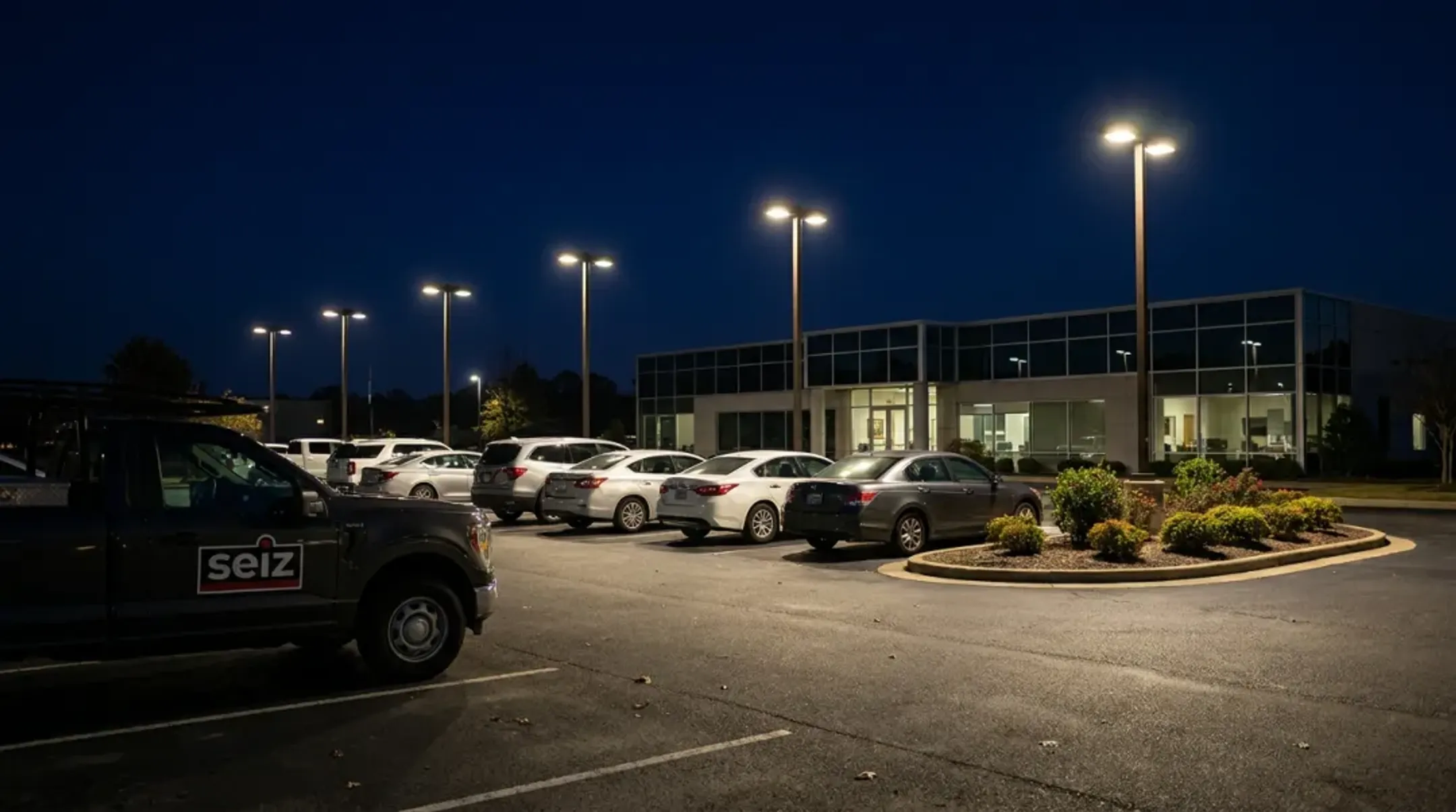 Office park parking lot LED lighting