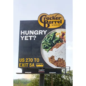 Roadside billboard advertising for a local business