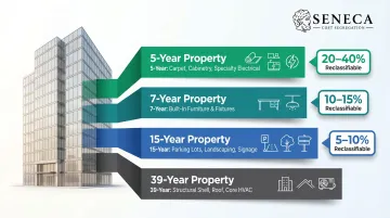 Multi-tenant office building asset reclassification breakdown by depreciation category