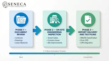 Three-phase cost segregation study process flow for office buildings