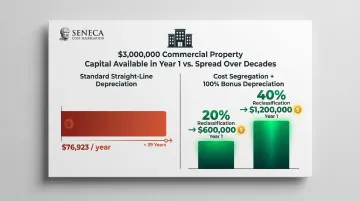 Cost segregation year-one deduction comparison versus standard straight-line depreciation