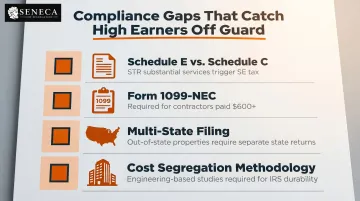 High earner real estate tax compliance checklist covering four critical filing touchpoints