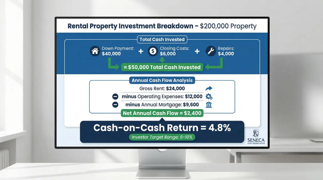Cash-on-cash return calculation example for 200000 rental property investment