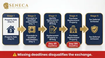 1031 exchange process timeline showing 45-day and 180-day critical deadlines