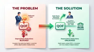 Zero basis problem solution using qualified non-recourse debt in QOF partnership structure