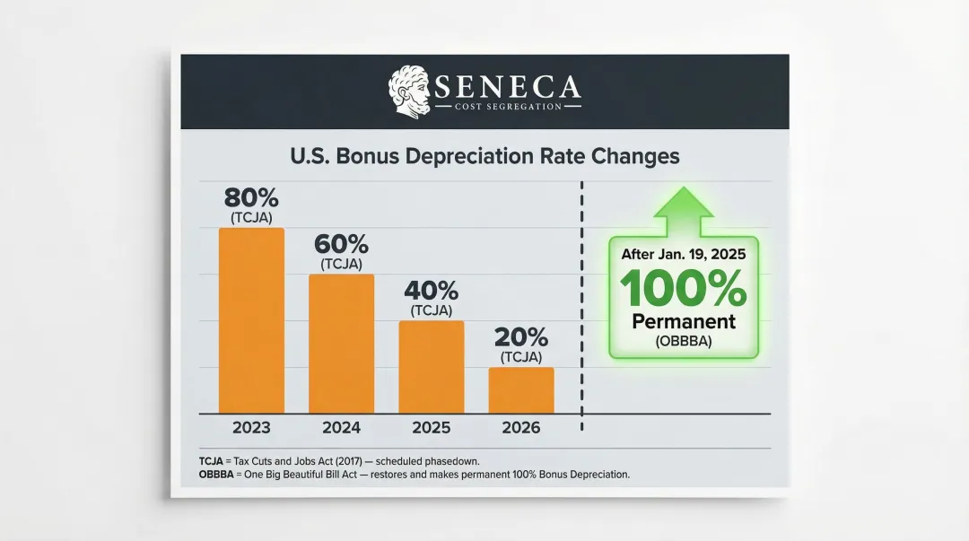 Bonus depreciation phasedown schedule 2023 to 2026 with OBBBA restoration timeline