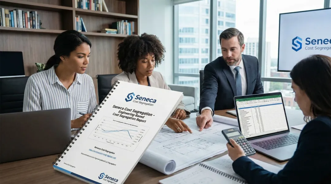 Seneca Cost Segregation engineering team reviewing audit-ready study report with client