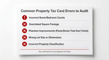 Property tax card common errors checklist incorrect square footage phantom improvements