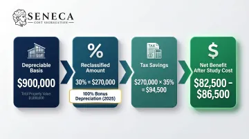 Cost segregation ROI calculation example for one million dollar property with net benefit breakdown