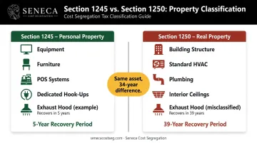 Section 1245 versus 1250 property classification impact on depreciation recovery period