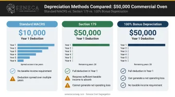 Restaurant equipment depreciation election comparison standard MACRS versus Section 179 versus bonus depreciation