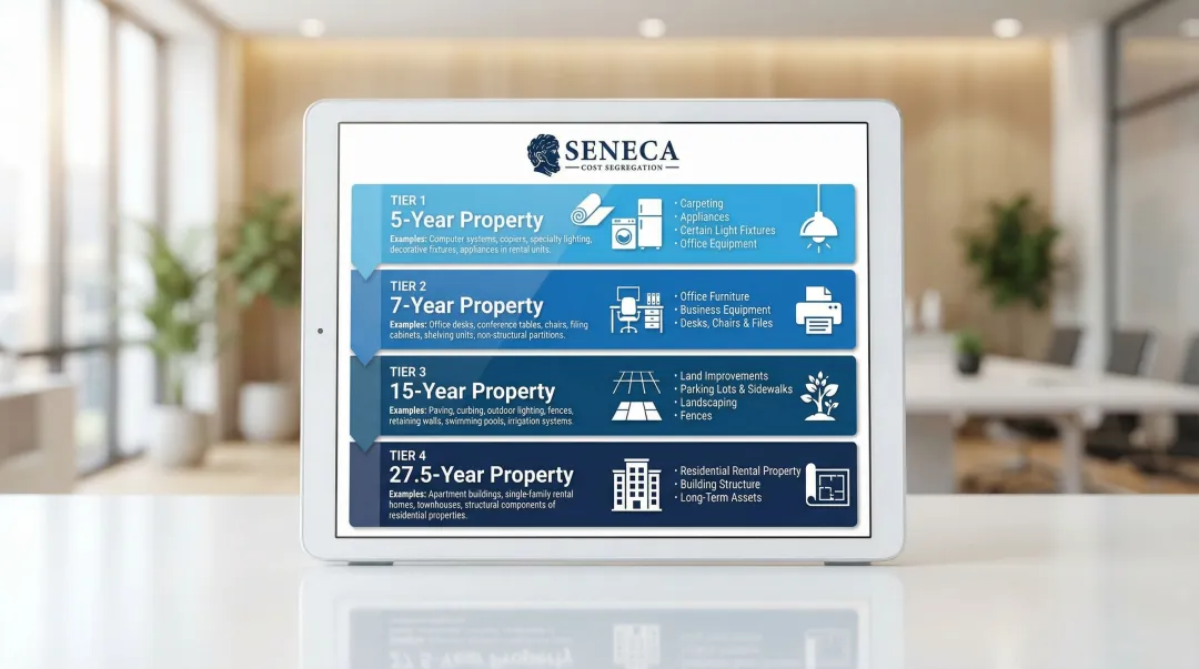 MACRS depreciation schedule four-tier classification breakdown for rental property components