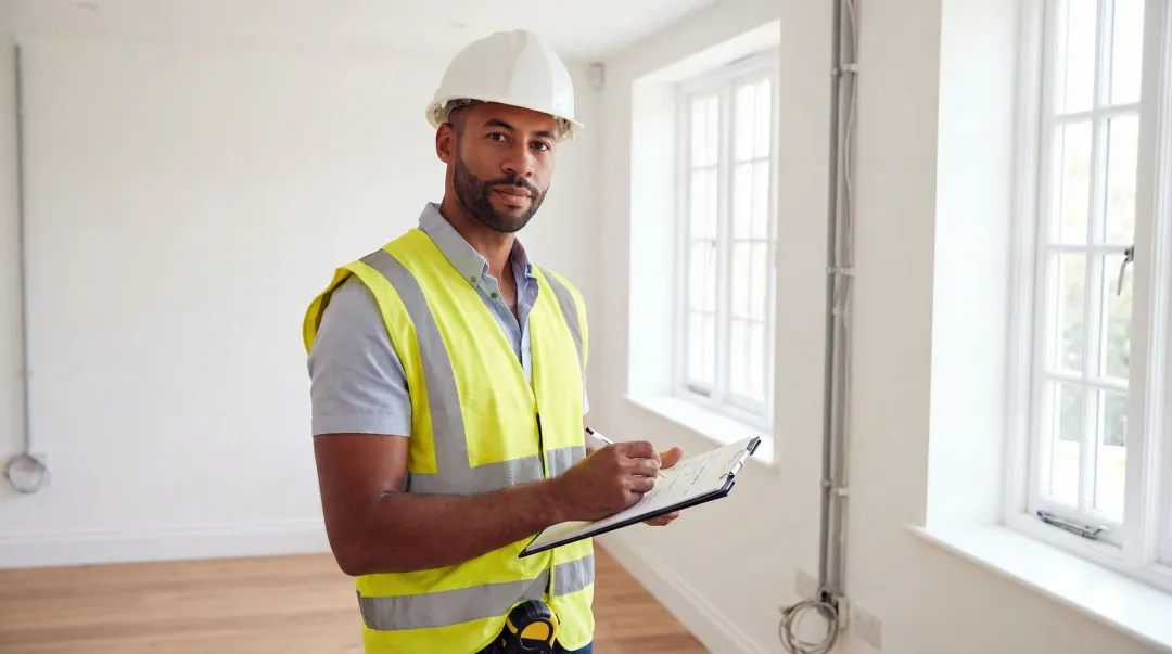 Engineering professional conducting on-site property inspection for cost segregation analysis