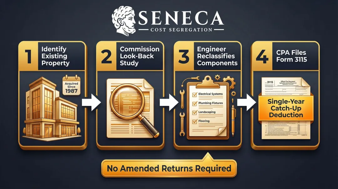 Look-back cost segregation study process filing Form 3115 for retroactive deductions