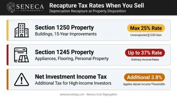 Depreciation recapture tax rates for Section 1245 and Section 1250 rental property at sale
