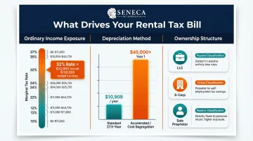 Three key rental property tax cost drivers comparison infographic
