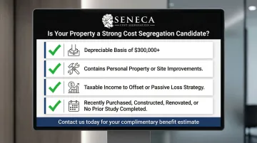 Four key indicators of strong cost segregation candidate property checklist infographic