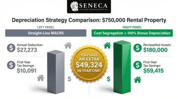 Cost segregation tax savings comparison straight-line versus bonus depreciation first-year deductions