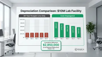 39-year straight-line versus cost-segregated lab building depreciation 5-year comparison chart