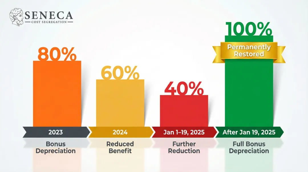 Bonus depreciation percentage schedule by tax year 2023 to 2025 and beyond