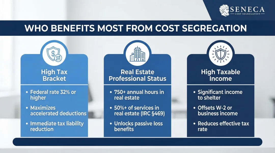 Three investor tax profiles that maximize cost segregation study benefits and returns