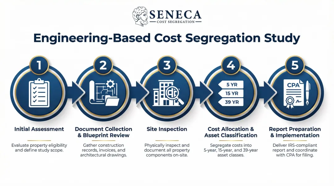 5-step engineering cost segregation study process from assessment to report delivery