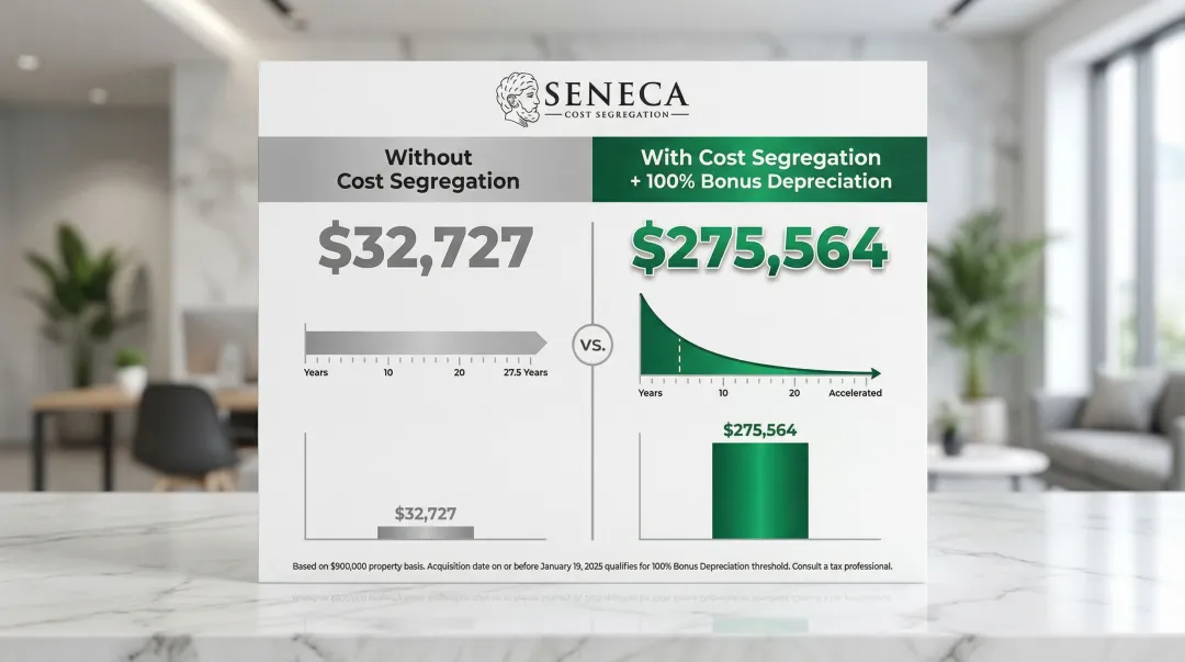 Cost segregation first-year deduction comparison with and without bonus depreciation