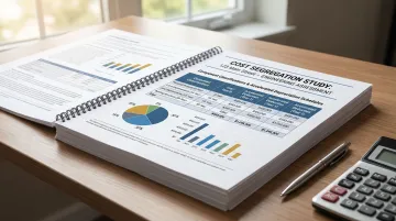 Cost segregation study report showing accelerated depreciation components and first-year deductions