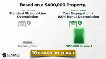 Cost segregation bonus depreciation year-one deduction versus straight-line depreciation comparison