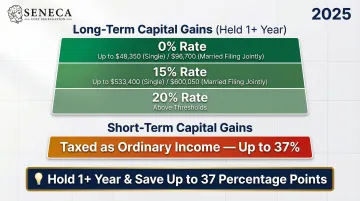 2025 long-term versus short-term capital gains tax rates comparison by income bracket