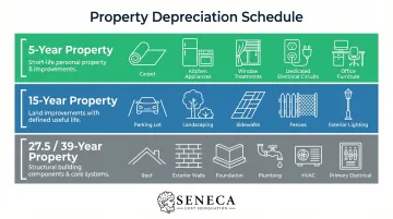 Real estate component depreciation recovery periods classified by IRS asset class tiers
