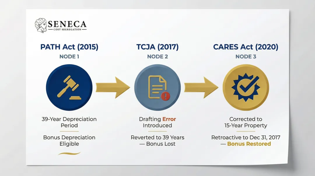 QIP legislative history timeline PATH Act TCJA and CARES Act milestones