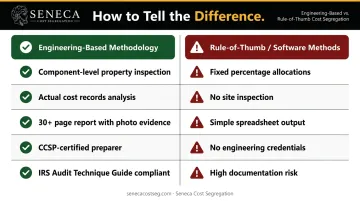 IRS-compliant cost segregation methodology versus rule-of-thumb percentage table approach comparison