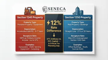 Section 1245 versus Section 1250 property recapture tax rate side-by-side comparison