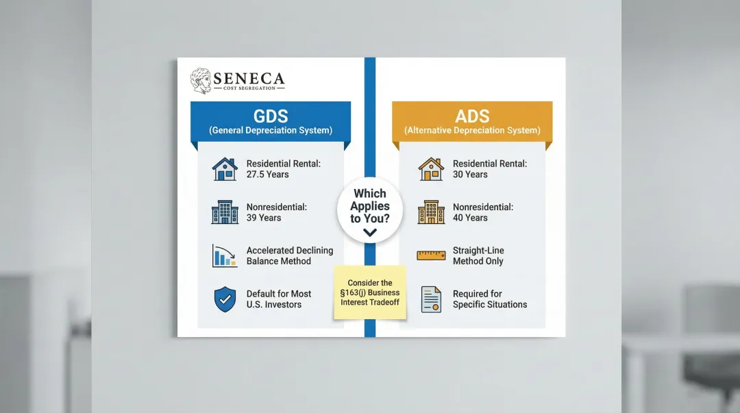 GDS versus ADS depreciation system comparison showing recovery periods and tradeoff implications