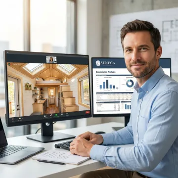 Engineer conducting a virtual property tour for a tiny house cost segregation study