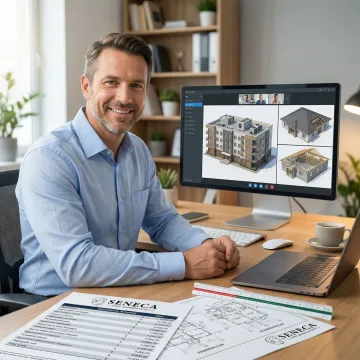 Cost segregation engineer conducting virtual property inspection for apartment complex