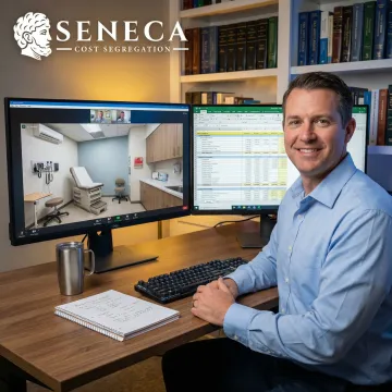 Cost segregation specialist conducting a virtual inspection of a medical office condo