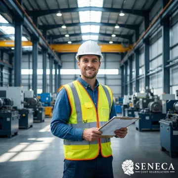 Cost segregation engineer analyzing an industrial facility for tax depreciation savings