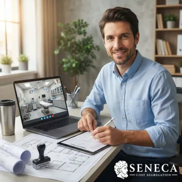 Cost segregation engineer conducting a virtual tour of a medical office building