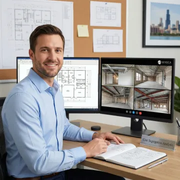 Seneca engineer conducting virtual property tour for Illinois real estate cost segregation study