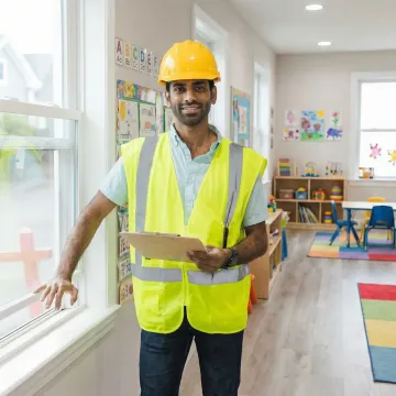 Engineering team conducting a property inspection for a daycare facility cost segregation study