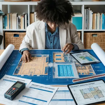 Cost segregation specialist reviewing engineering report for a recreation facility property